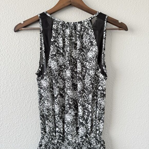 Ramy Brook Midi Tiered Quin Sleeveless printed black Mesh white Dress XS new - Picture 2 of 13